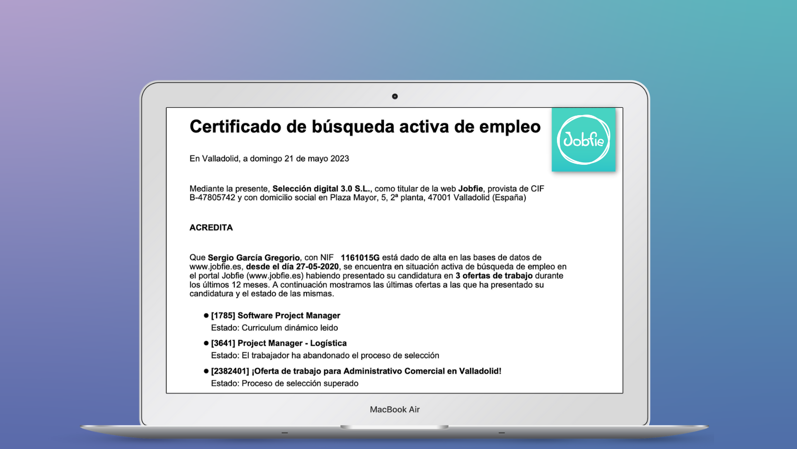 Certificado de Búsqueda Activa de Empleo
