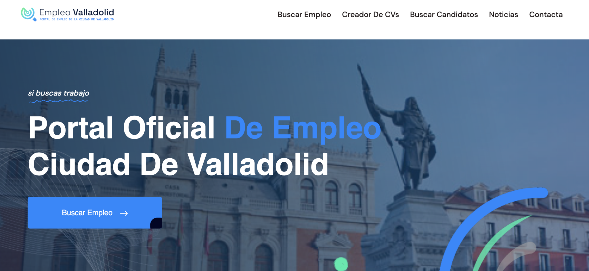 Portada del portal Empleo Valladolid que anuncia la bolsa de empleo administrativo Valladolid