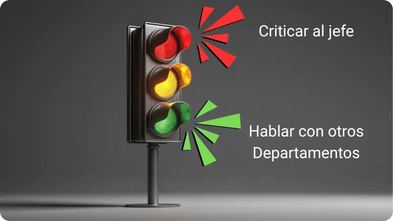 Infografía semáforo hablar bien o mal en las cenas de empresa