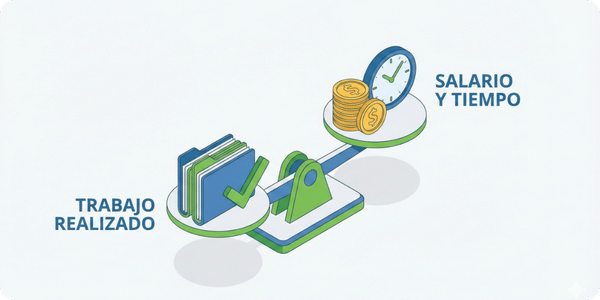 Gráfico de balanza equilibrando responsabilidades laborales y retribución salarial