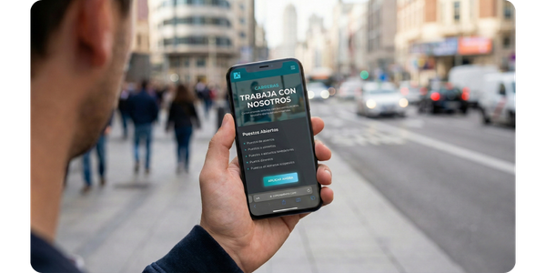 Candidato inscribiéndose en una oferta desde la sección de empleo de la web corporativa