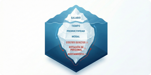 Gráfico tipo iceberg mostrando el coste de una mala contratación y sus gastos ocultos