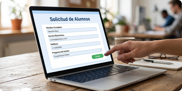 Pantalla mostrando el sencillo formulario de Talento FP para solicitar estudiantes.
